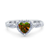 Art Deco Heart Infinity Wedding Bridal Ring Simulated Cubic Zirconia 925 Sterling Silver
