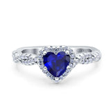 Art Deco Heart Infinity Wedding Bridal Ring Simulated Cubic Zirconia 925 Sterling Silver