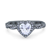 Art Deco Heart Infinity Wedding Bridal Ring Simulated Cubic Zirconia 925 Sterling Silver