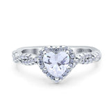 Art Deco Heart Infinity Wedding Bridal Ring Simulated Cubic Zirconia 925 Sterling Silver