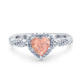 Art Deco Heart Infinity Wedding Bridal Ring Simulated Cubic Zirconia 925 Sterling Silver