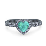 Art Deco Heart Infinity Wedding Bridal Ring Simulated Cubic Zirconia 925 Sterling Silver