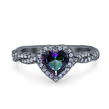 Art Deco Heart Infinity Wedding Bridal Ring Simulated Cubic Zirconia 925 Sterling Silver