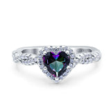 Art Deco Heart Infinity Wedding Bridal Ring Simulated Cubic Zirconia 925 Sterling Silver