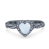 Art Deco Heart Infinity Wedding Bridal Ring Simulated Cubic Zirconia 925 Sterling Silver