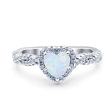 Art Deco Heart Infinity Wedding Bridal Ring Simulated Cubic Zirconia 925 Sterling Silver