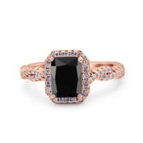 Art Deco Emerald Cut Infinity Wedding Bridal Ring Simulated Cubic Zirconia 925 Sterling Silver