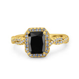 Art Deco Emerald Cut Infinity Wedding Bridal Ring Simulated Cubic Zirconia 925 Sterling Silver