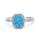 Art Deco Emerald Cut Infinity Wedding Bridal Ring Simulated Cubic Zirconia 925 Sterling Silver