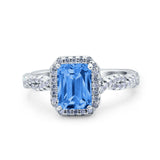 Art Deco Emerald Cut Infinity Wedding Bridal Ring Simulated Cubic Zirconia 925 Sterling Silver