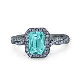 Art Deco Emerald Cut Infinity Wedding Bridal Ring Simulated Cubic Zirconia 925 Sterling Silver