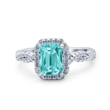 Art Deco Emerald Cut Infinity Wedding Bridal Ring Simulated Cubic Zirconia 925 Sterling Silver