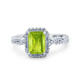 Art Deco Emerald Cut Infinity Wedding Bridal Ring Simulated Cubic Zirconia 925 Sterling Silver