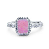 Art Deco Emerald Cut Infinity Wedding Bridal Ring Simulated Cubic Zirconia 925 Sterling Silver