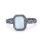 Art Deco Emerald Cut Infinity Wedding Bridal Ring Simulated Cubic Zirconia 925 Sterling Silver