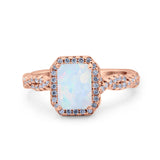 Art Deco Emerald Cut Infinity Wedding Bridal Ring Simulated Cubic Zirconia 925 Sterling Silver