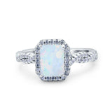 Art Deco Emerald Cut Infinity Wedding Bridal Ring Simulated Cubic Zirconia 925 Sterling Silver
