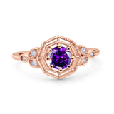 Art Deco Wedding Bridal Ring Marquise Design Round Simulated Cubic Zirconia 925 Sterling Silver