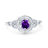 Art Deco Wedding Bridal Ring Marquise Design Round Simulated Cubic Zirconia 925 Sterling Silver