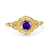 Art Deco Wedding Bridal Ring Marquise Design Round Simulated Cubic Zirconia 925 Sterling Silver