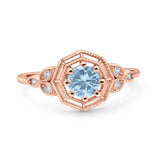 Art Deco Wedding Bridal Ring Marquise Design Round Simulated Cubic Zirconia 925 Sterling Silver