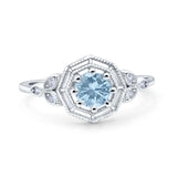 Art Deco Wedding Bridal Ring Marquise Design Round Simulated Cubic Zirconia 925 Sterling Silver