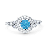 Art Deco Wedding Bridal Ring Marquise Design Round Simulated Cubic Zirconia 925 Sterling Silver