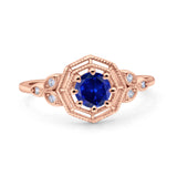Art Deco Wedding Bridal Ring Marquise Design Round Simulated Cubic Zirconia 925 Sterling Silver