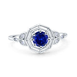 Art Deco Wedding Bridal Ring Marquise Design Round Simulated Cubic Zirconia 925 Sterling Silver
