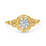 Art Deco Wedding Bridal Ring Marquise Design Round Simulated Cubic Zirconia 925 Sterling Silver