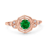 Art Deco Wedding Bridal Ring Marquise Design Round Simulated Cubic Zirconia 925 Sterling Silver