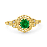 Art Deco Wedding Bridal Ring Marquise Design Round Simulated Cubic Zirconia 925 Sterling Silver