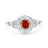 Art Deco Wedding Bridal Ring Marquise Design Round Simulated Cubic Zirconia 925 Sterling Silver