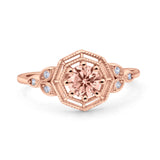 Art Deco Wedding Bridal Ring Marquise Design Round Simulated Cubic Zirconia 925 Sterling Silver