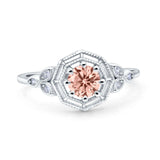 Art Deco Wedding Bridal Ring Marquise Design Round Simulated Cubic Zirconia 925 Sterling Silver