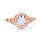 Art Deco Wedding Bridal Ring Marquise Design Round Simulated Cubic Zirconia 925 Sterling Silver