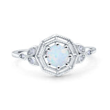 Art Deco Wedding Bridal Ring Marquise Design Round Simulated Cubic Zirconia 925 Sterling Silver