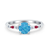 Vintage Style Round Bridal Wedding Engagement Ring Marquise Ruby Simulated Cubic Zirconia 925 Sterling Silver