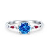 Vintage Style Round Bridal Wedding Engagement Ring Marquise Ruby Simulated Cubic Zirconia 925 Sterling Silver