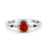 Vintage Style Round Bridal Wedding Engagement Ring Marquise Ruby Simulated Cubic Zirconia 925 Sterling Silver