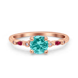 Vintage Style Round Bridal Wedding Engagement Ring Marquise Ruby Simulated Cubic Zirconia 925 Sterling Silver