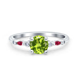 Vintage Style Round Bridal Wedding Engagement Ring Marquise Ruby Simulated Cubic Zirconia 925 Sterling Silver