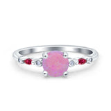 Vintage Style Round Bridal Wedding Engagement Ring Marquise Ruby Simulated Cubic Zirconia 925 Sterling Silver