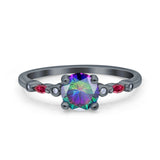 Vintage Style Round Bridal Wedding Engagement Ring Marquise Ruby Simulated Cubic Zirconia 925 Sterling Silver