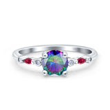 Vintage Style Round Bridal Wedding Engagement Ring Marquise Ruby Simulated Cubic Zirconia 925 Sterling Silver