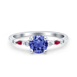 Vintage Style Round Bridal Wedding Engagement Ring Marquise Ruby Simulated Cubic Zirconia 925 Sterling Silver