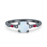 Vintage Style Round Bridal Wedding Engagement Ring Marquise Ruby Simulated Cubic Zirconia 925 Sterling Silver