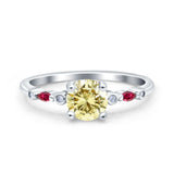 Vintage Style Round Bridal Wedding Engagement Ring Marquise Ruby Simulated Cubic Zirconia 925 Sterling Silver