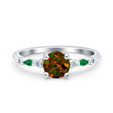 Vintage Style Round Bridal Wedding Engagement Ring Marquise Green Emerald Simulated Cubic Zirconia 925 Sterling Silver
