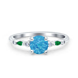 Vintage Style Round Bridal Wedding Engagement Ring Marquise Green Emerald Simulated Cubic Zirconia 925 Sterling Silver